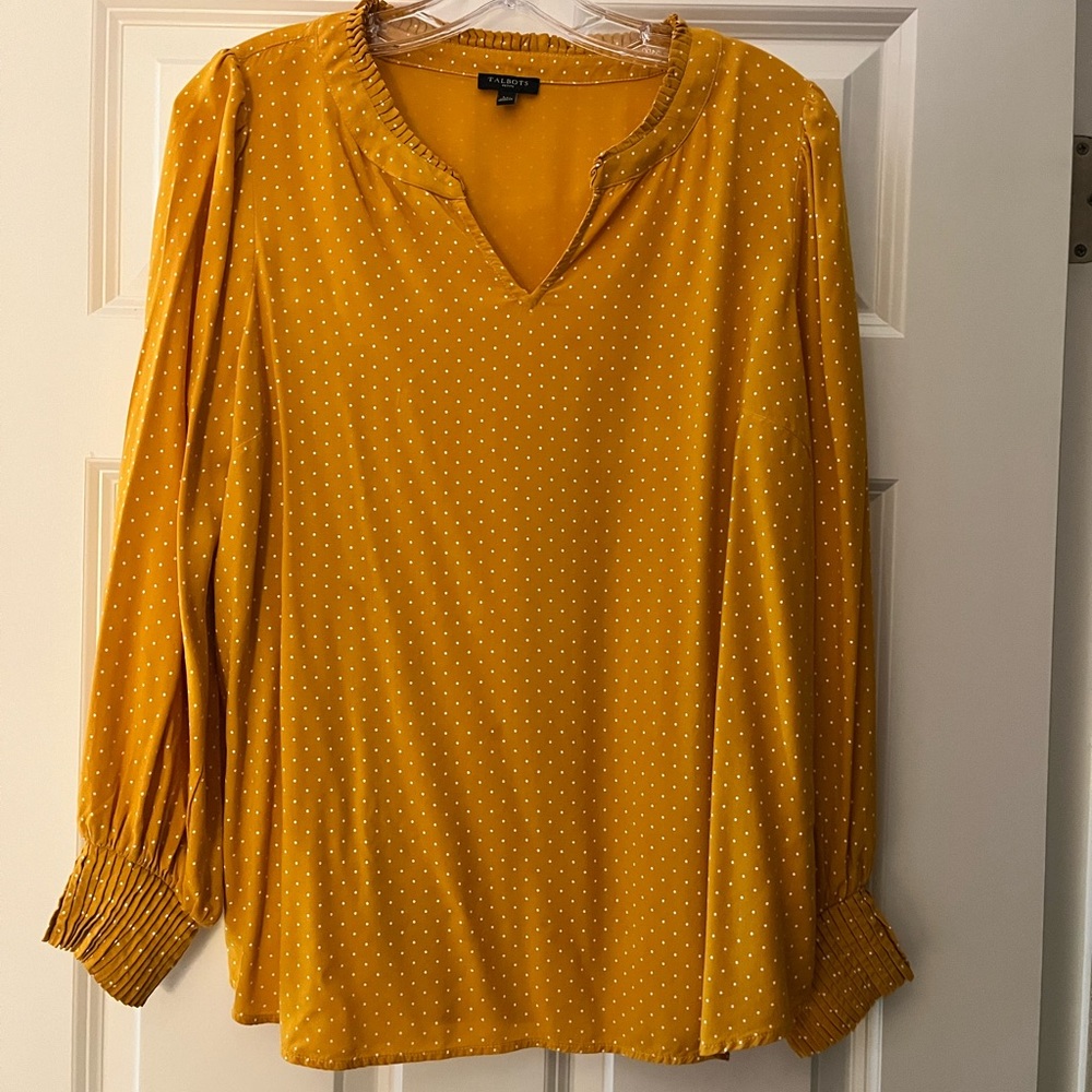 Talbots Mustard Yellow Polka Dot Women's Top